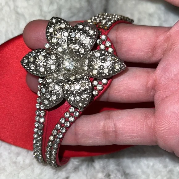 Franco Sarto Shoes Rhinestone Flower Kitten slip on missing some stones - Picture 2 of 9